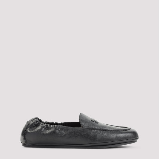 Black Leather Triomphe Loafers