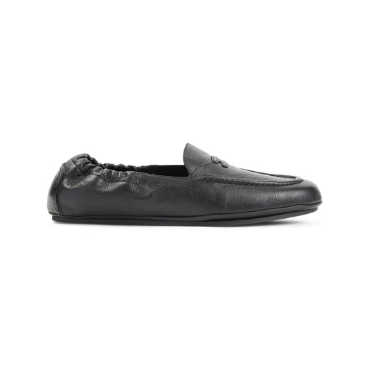 Black Leather Triomphe Loafers