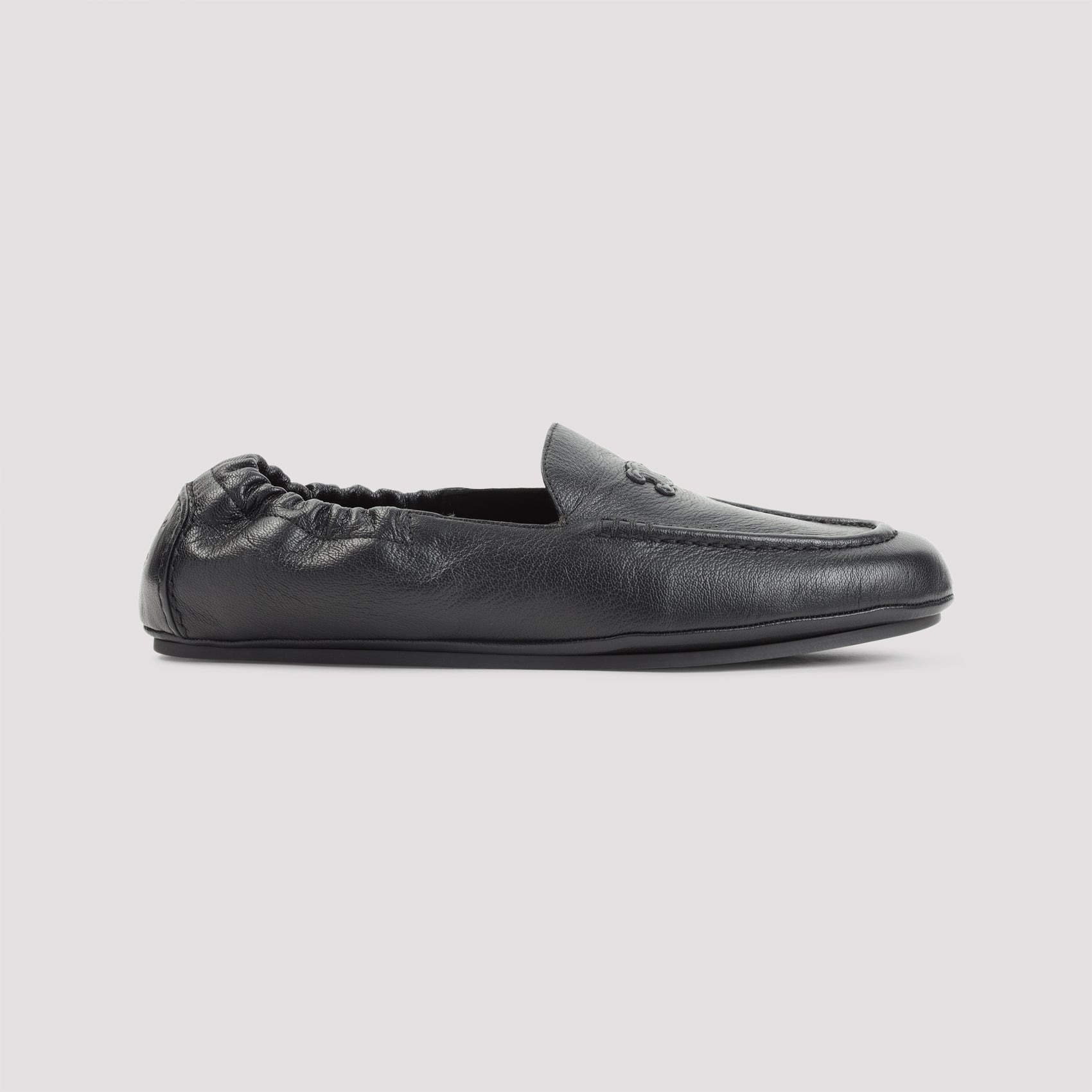 Black Leather Triomphe Loafers