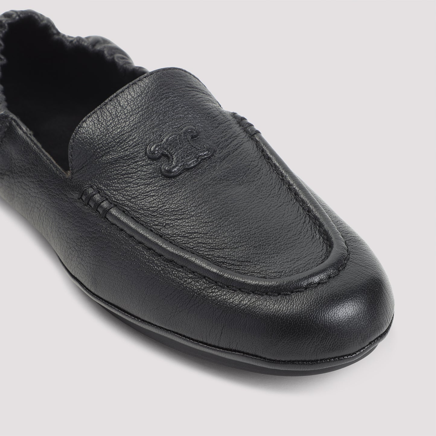 Black Leather Triomphe Loafers