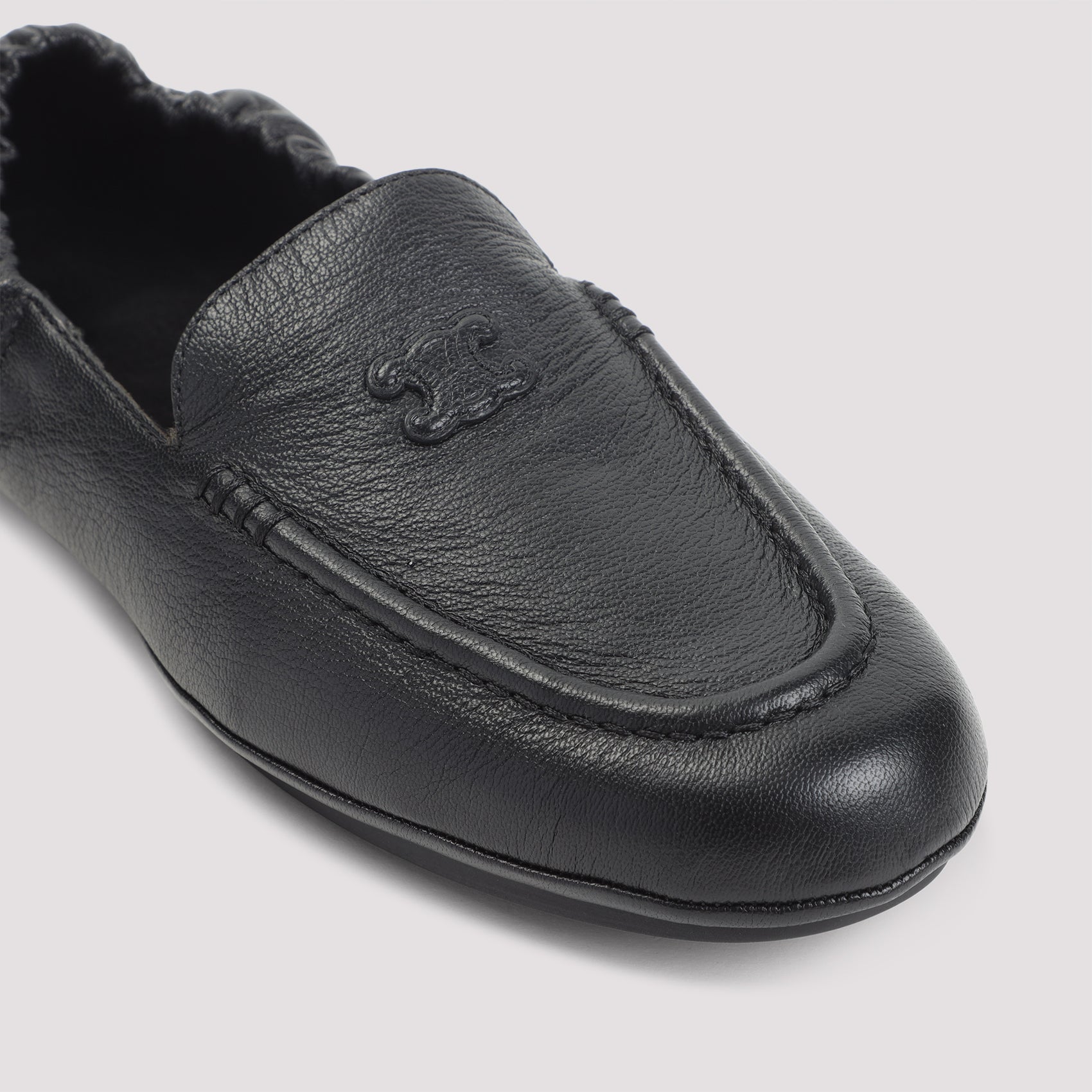 Black Leather Triomphe Loafers