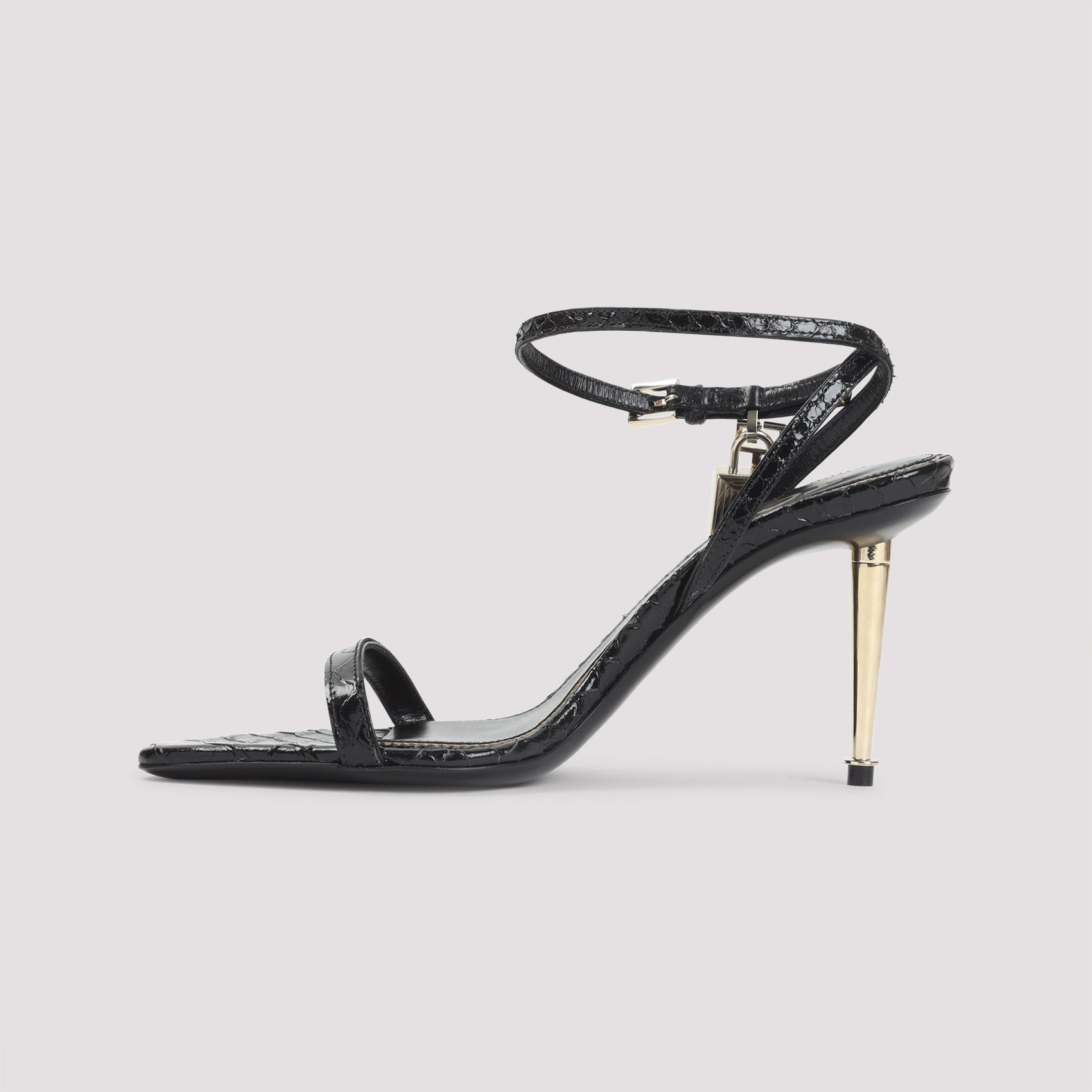 semi shiny printed python sandals-image-4