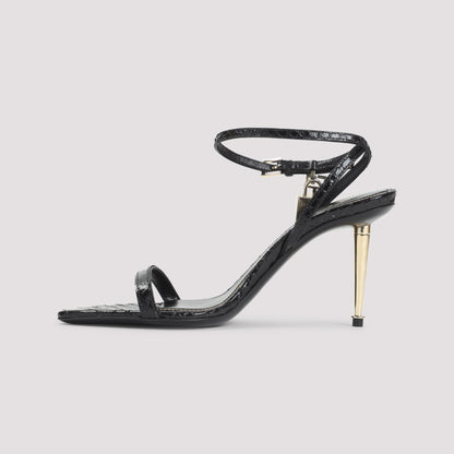 semi shiny printed python sandals-image-4