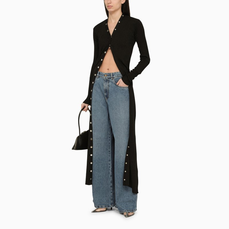 كارديجان طويل من الفيسكوز الأسود