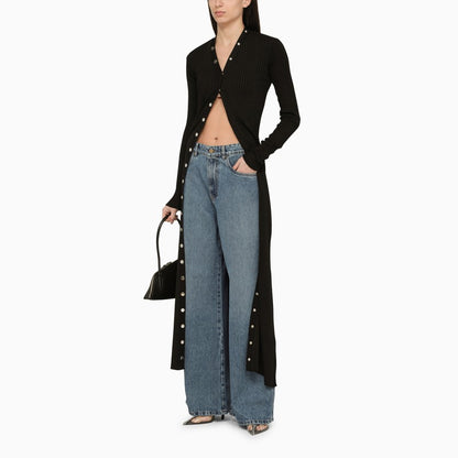 كارديجان طويل من الفيسكوز الأسود