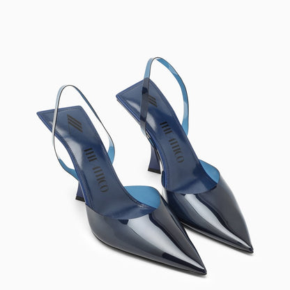 Electric blue PVC slingback