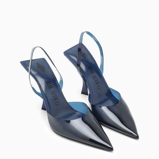 Electric blue PVC slingback