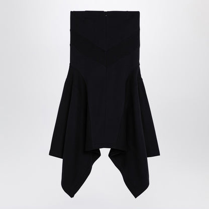 Black Asymmetric Cotton Skirt