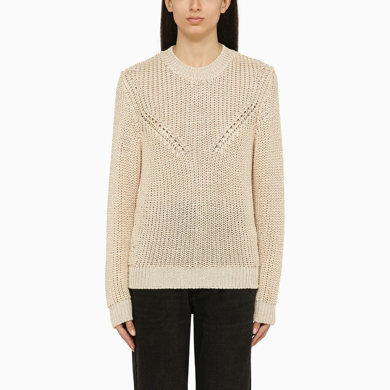 Recycled polyester ecru crew-neck jumper