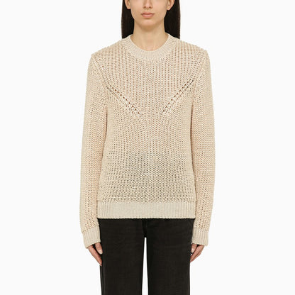 Recycled polyester ecru crew-neck jumper
