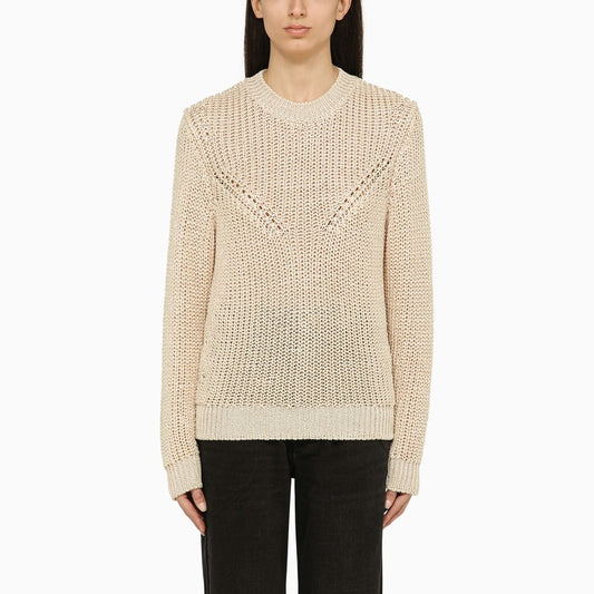 Recycled polyester ecru crew-neck jumper