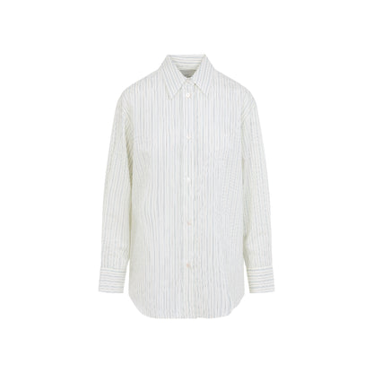 Beige Oversized Sheer Cotton and Silk Shirt