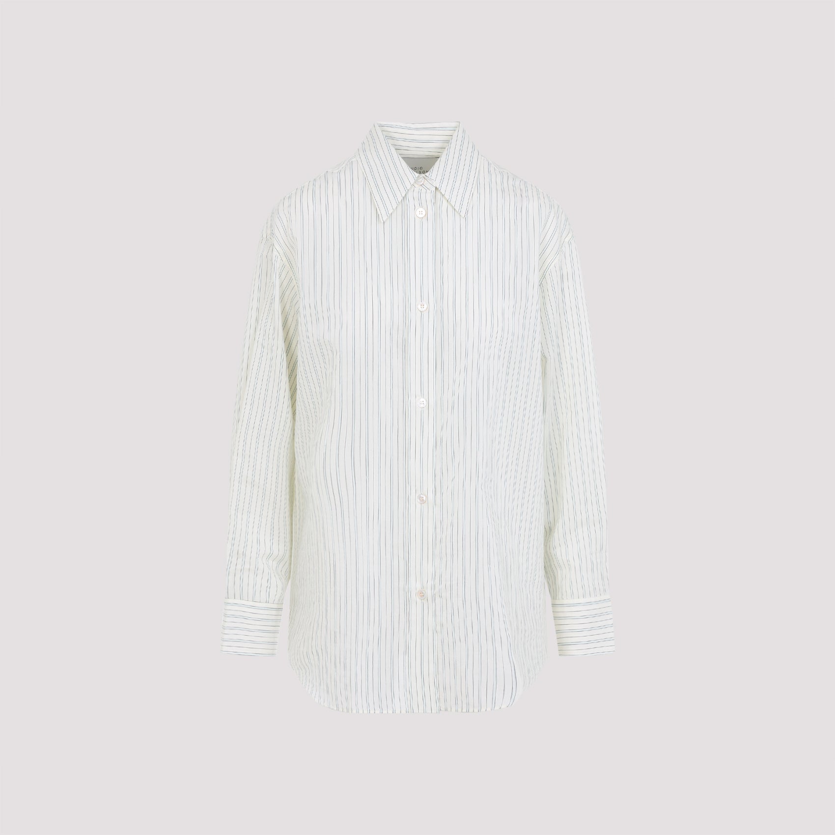 Beige Oversized Sheer Cotton and Silk Shirt