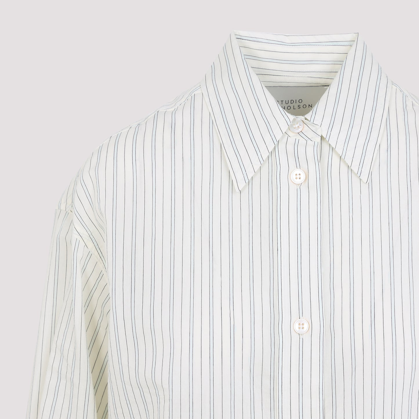 Beige Oversized Sheer Cotton and Silk Shirt