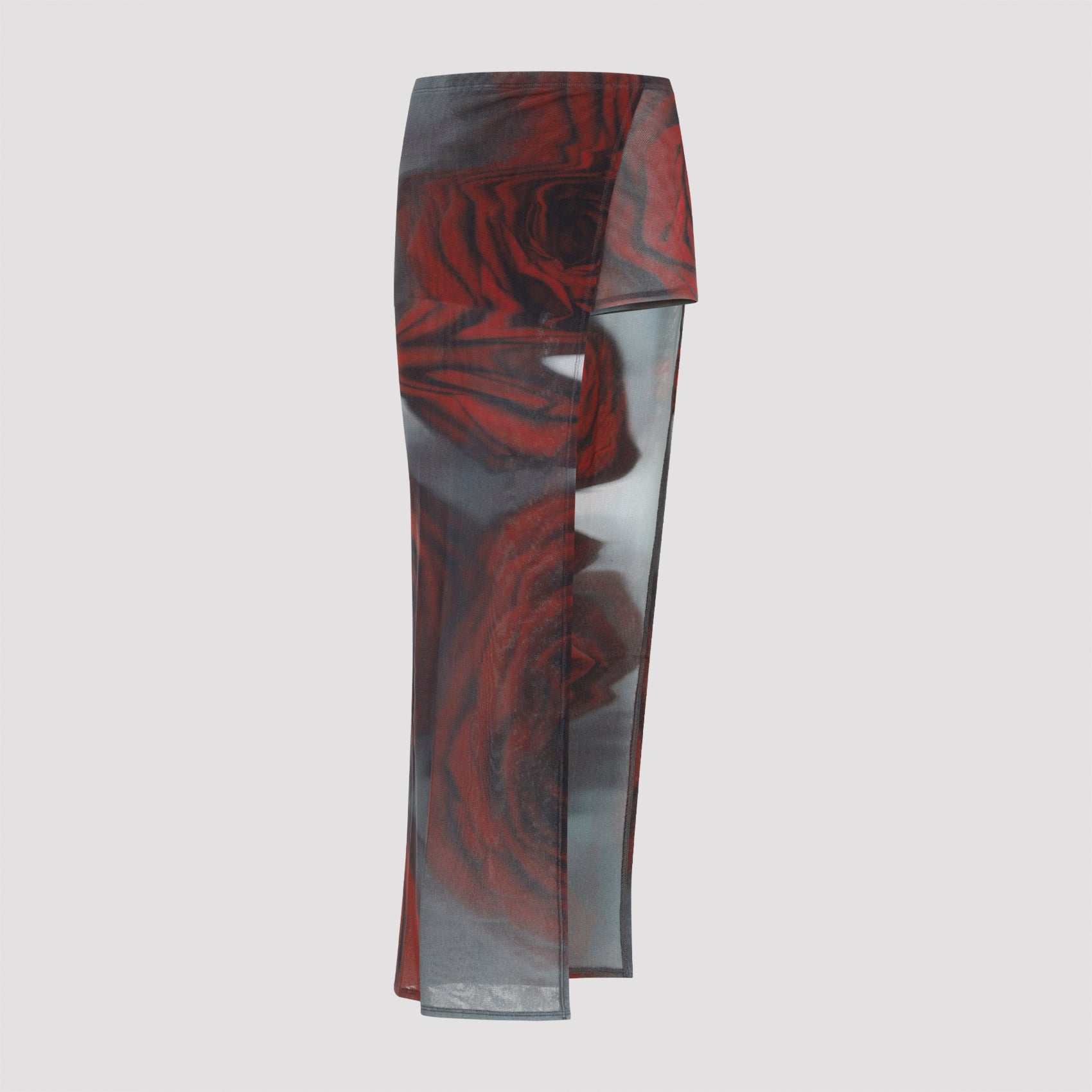 blurry roses asymmetric midi skirt-image-1