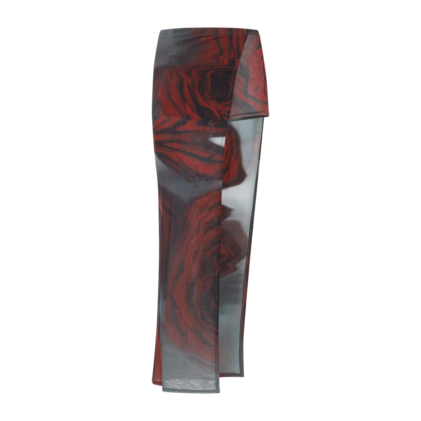 blurry roses asymmetric midi skirt-image-2