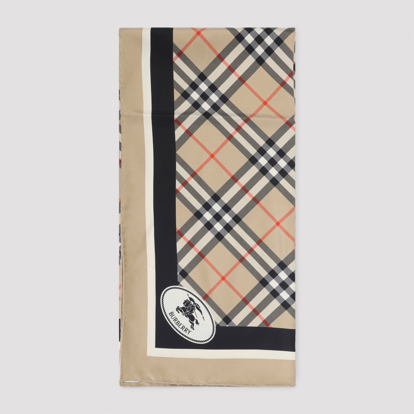Beige Check Silk Scarf
