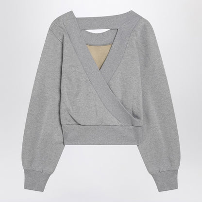Gray Mélange/beige Sweatshirt With Cut Out