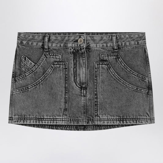 Black Denim Mini Skirt