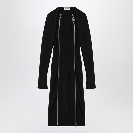 Black Midi Dress With Logoed Zip Puller