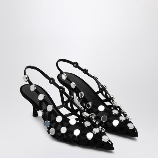 Black Grid Slingback