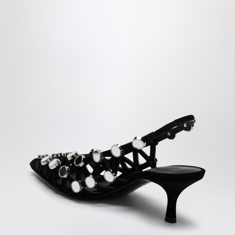 Black Grid Slingback