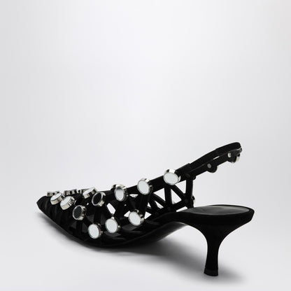 Black Grid Slingback