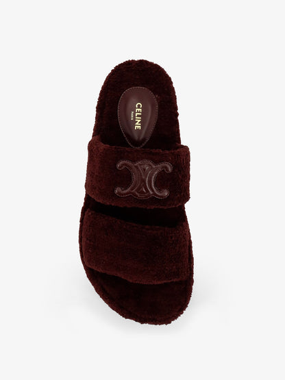 celine-triomphe-fur-shearling-slides