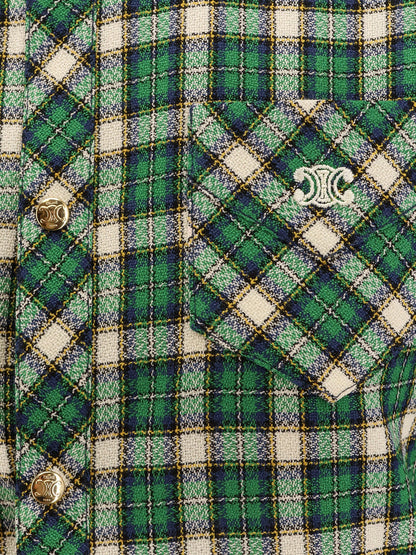 celine-tartan-wool-mini-dress