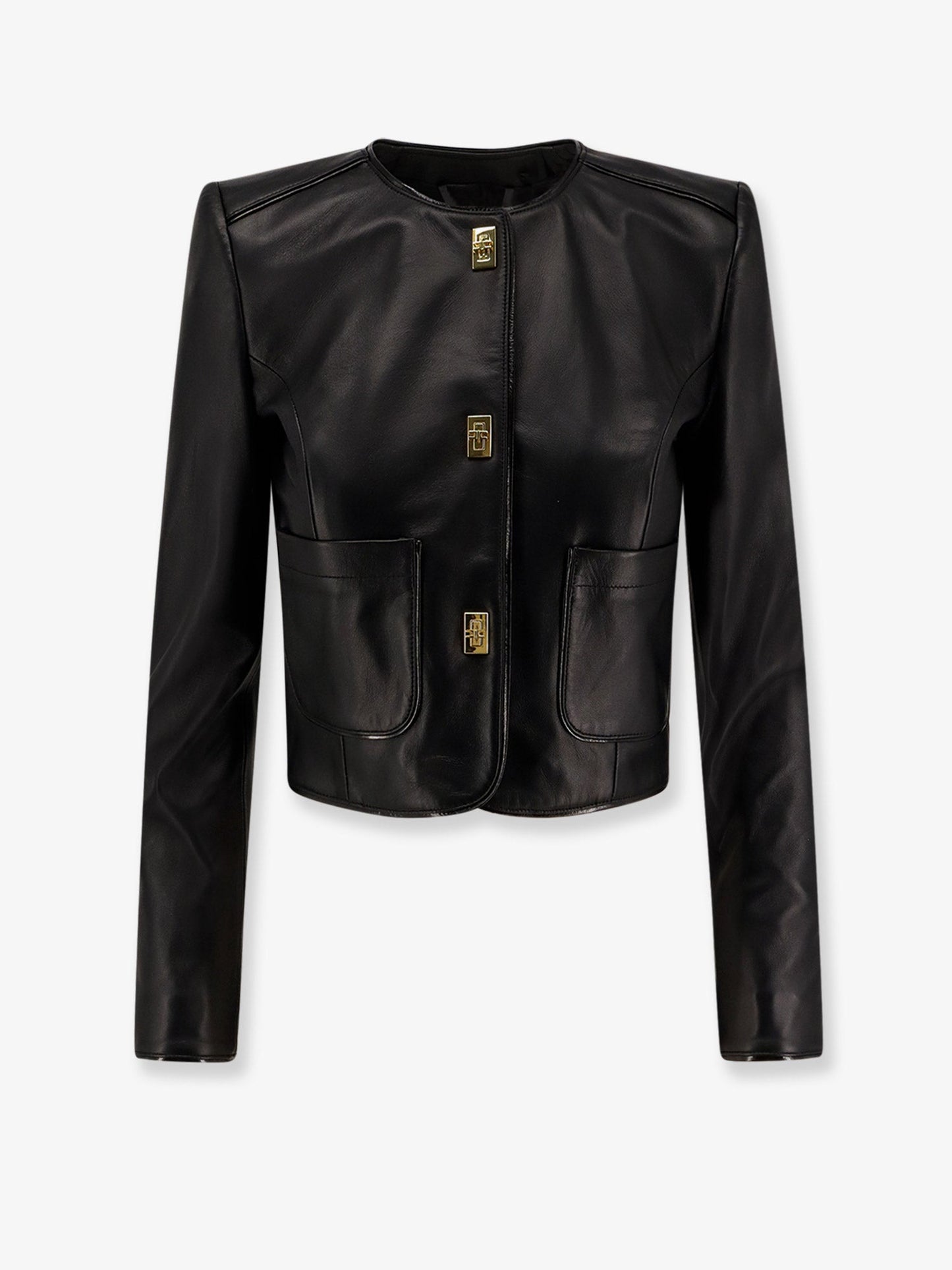 elisabetta-franchi-leather-jacket-with-monogram-metal-details