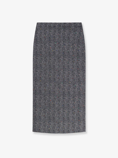Herringbone motif cotton skirt