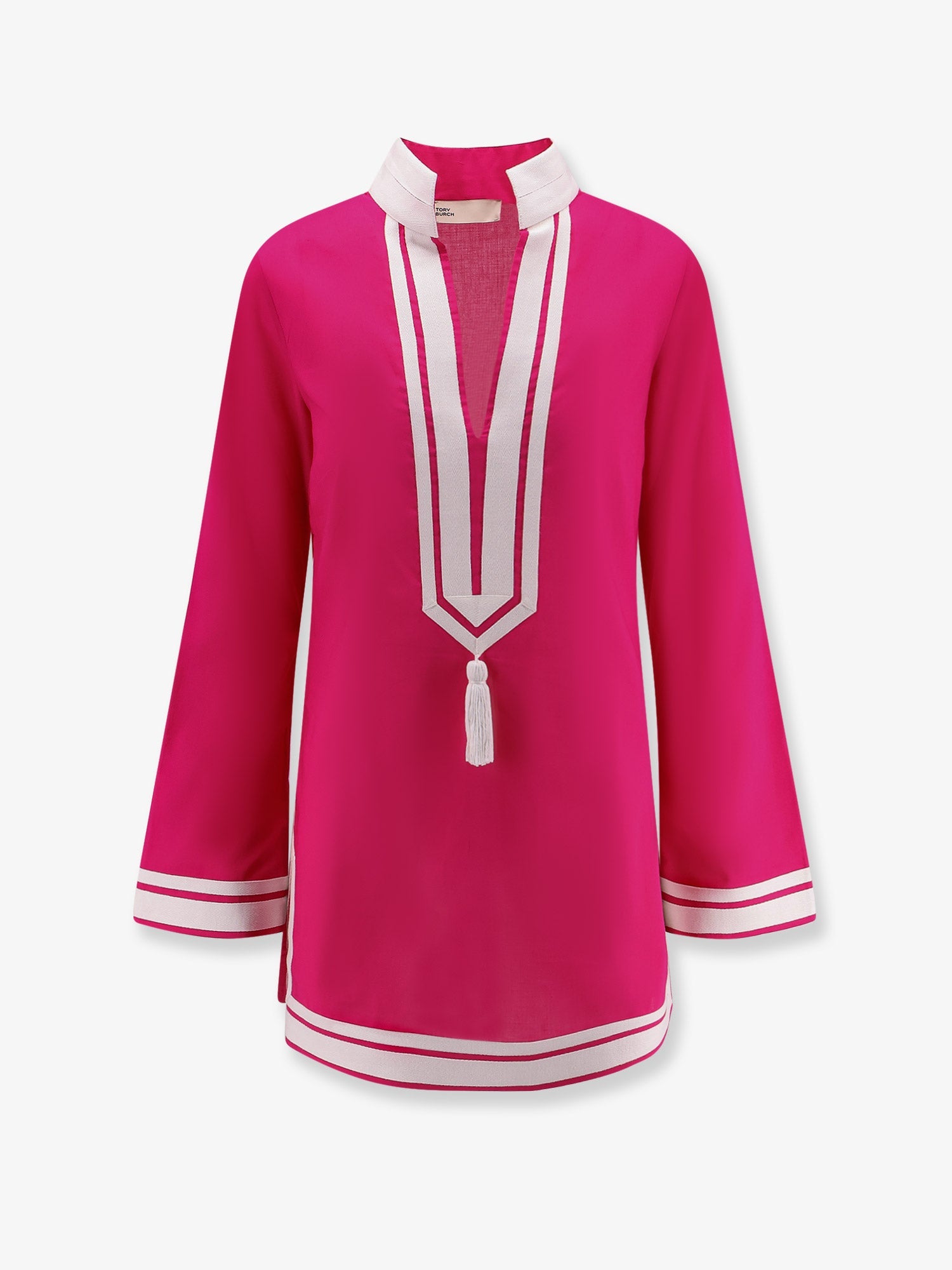 tory-burch-cotton-short-dress-with-contrasting-profiles