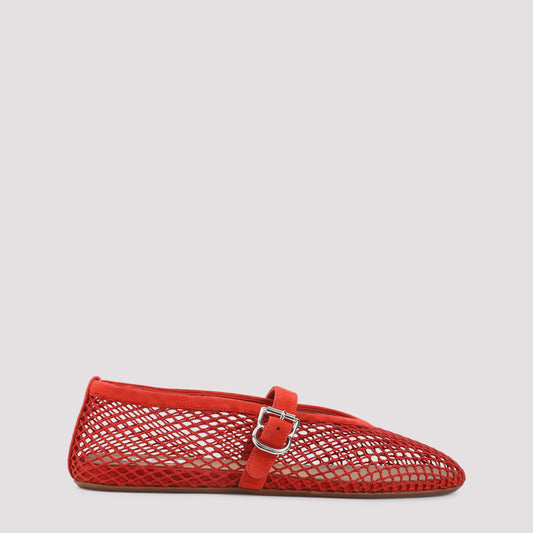 Orange Brule Suede Lambskin Fishnet Flat Ballerinas