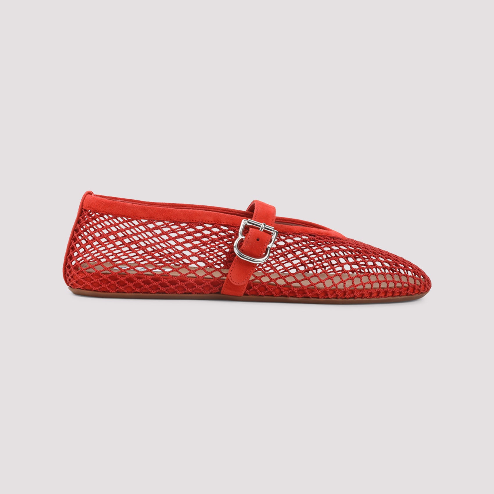Orange Brule Suede Lambskin Fishnet Flat Ballerinas