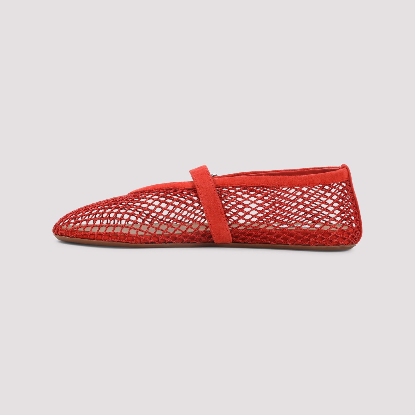 Orange Brule Suede Lambskin Fishnet Flat Ballerinas