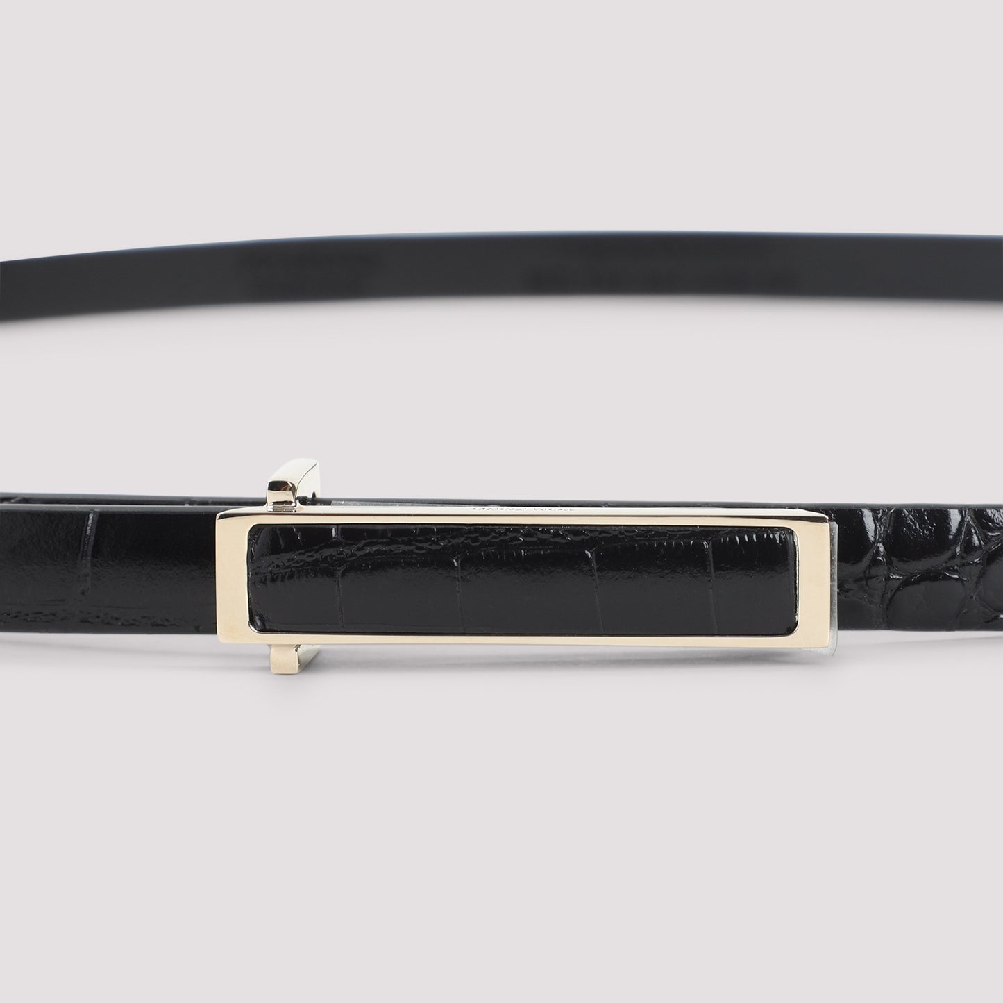 Black Leather Soft Printed Croco Belt