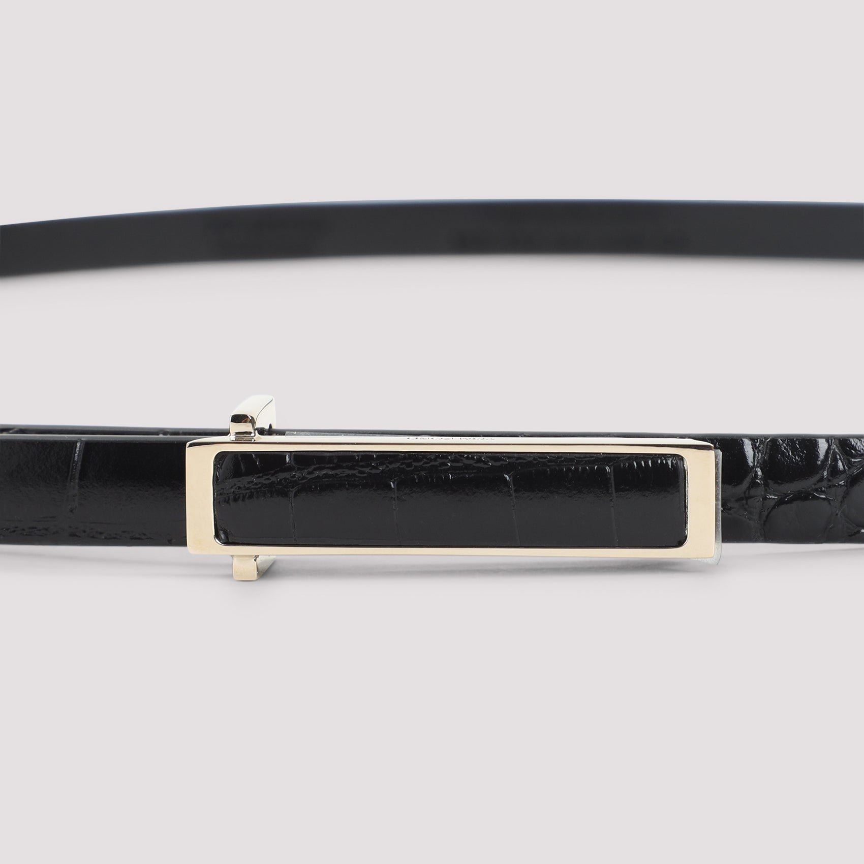 Black Leather Soft Printed Croco Belt