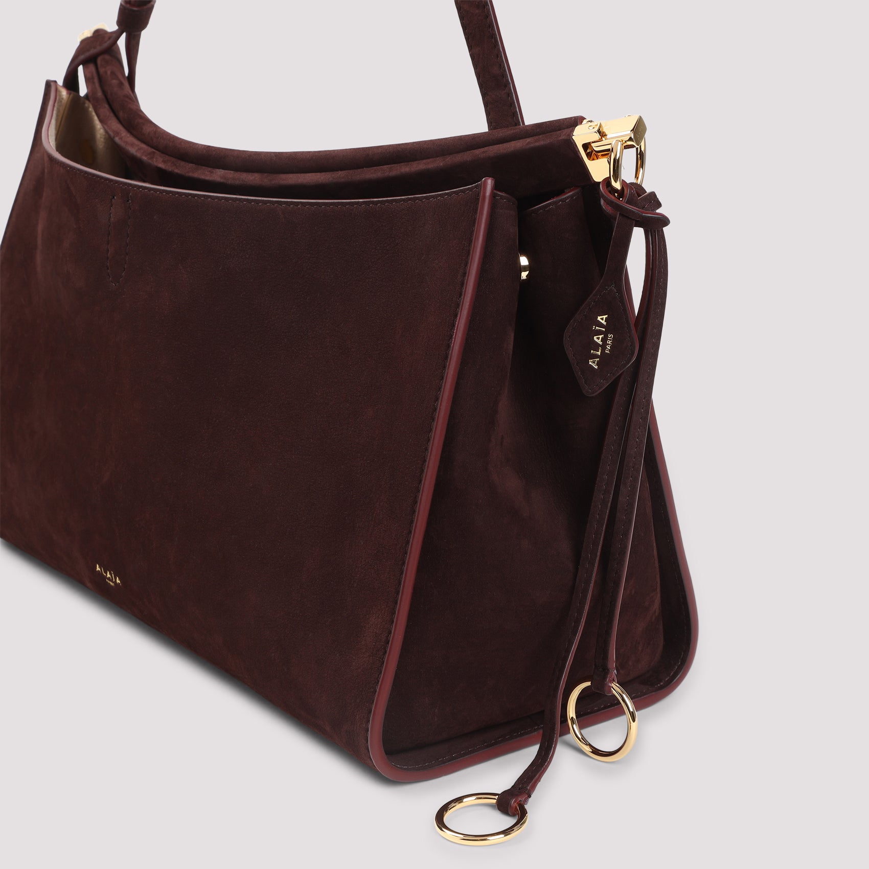 Bordeaux Red Calf Leather Nabuk Pocket 25 Bag