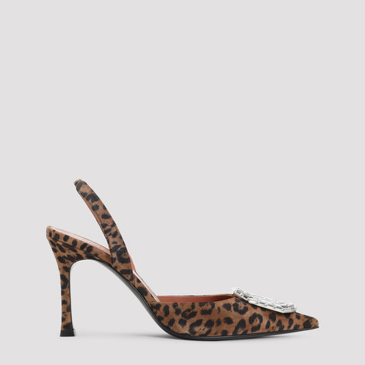 Leopard Suede Leather Camelia 90 Sling