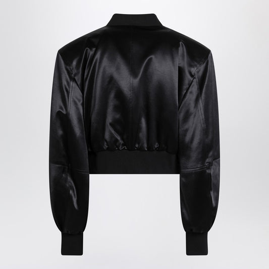 Black shiny cropped bomber