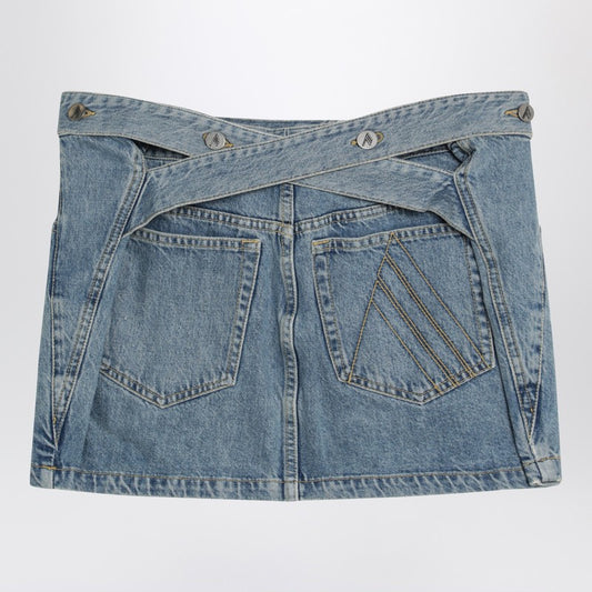 Light blue denim mini skirt