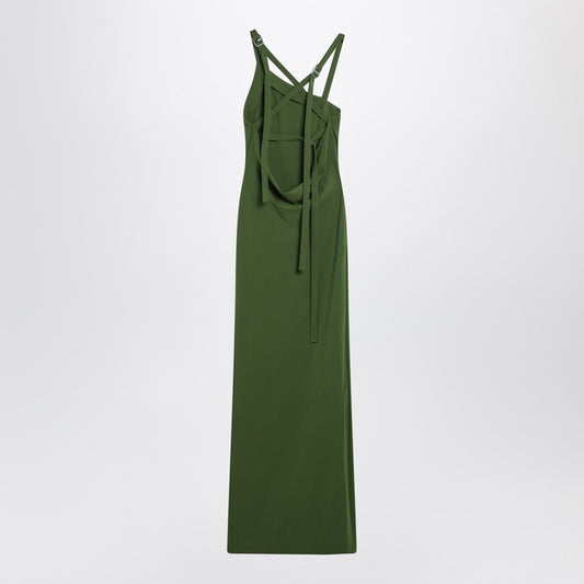 Long green dress with slit