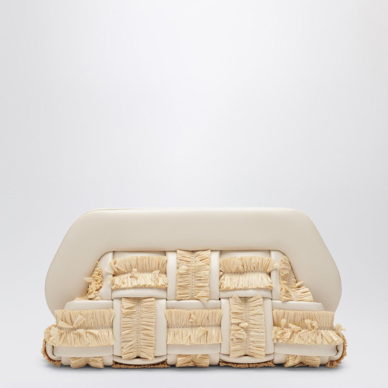 Tia clutch in butter color with raffia inserts