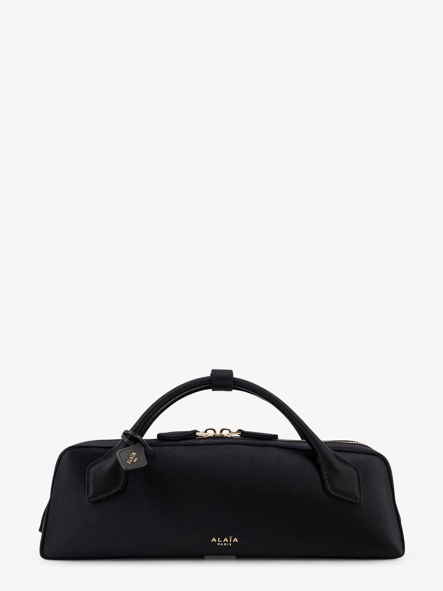 Le Teckel satin handbag with logo on the front