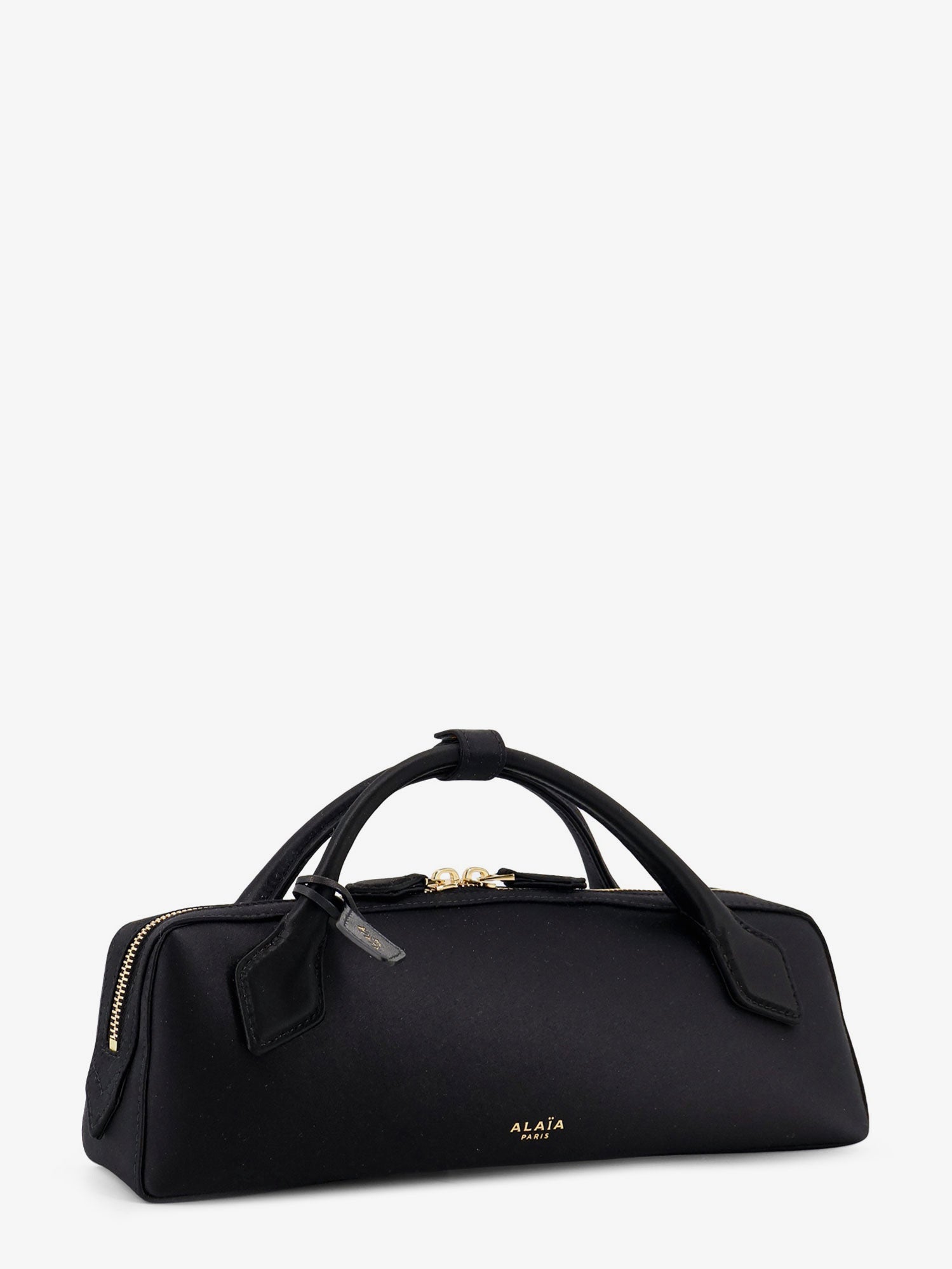 Le Teckel satin handbag with logo on the front