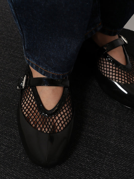 Rubber Flat mesh ballerinas