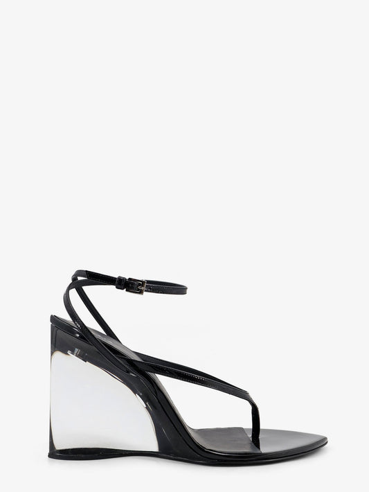 Leather sandals with plexiglass heels