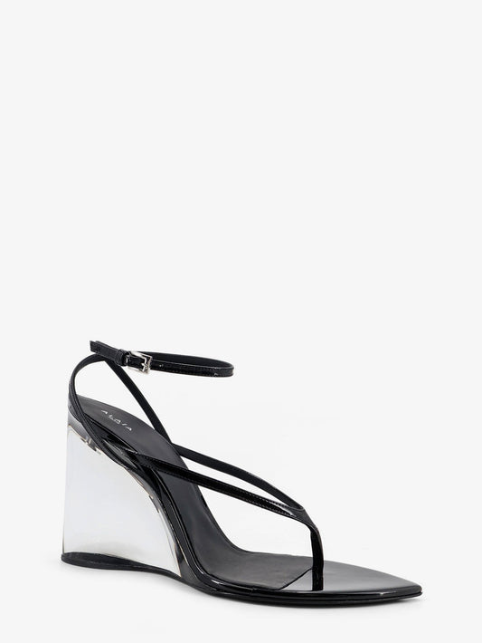 Leather sandals with plexiglass heels