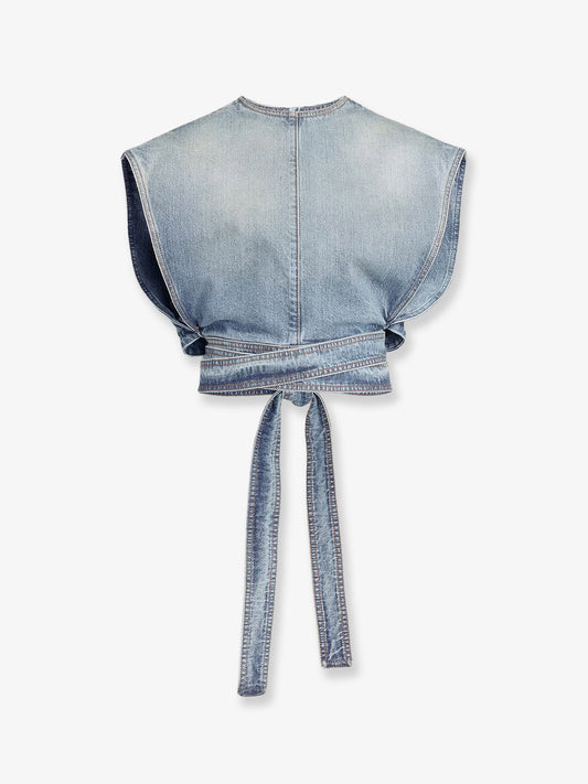 Belted denim top
