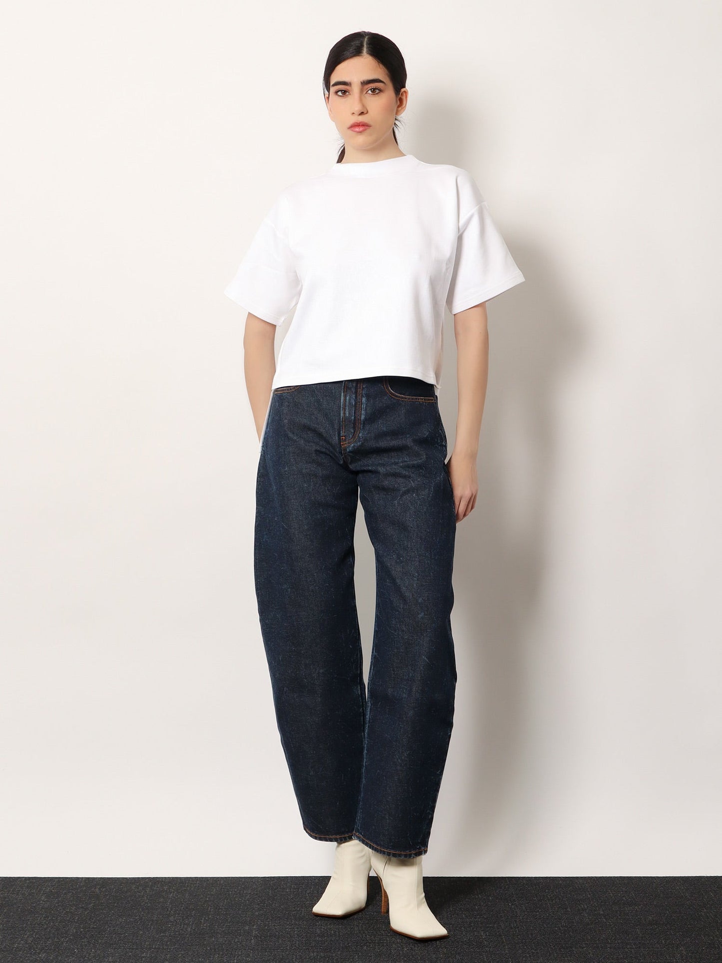 Boxy cotton blend t-shirt